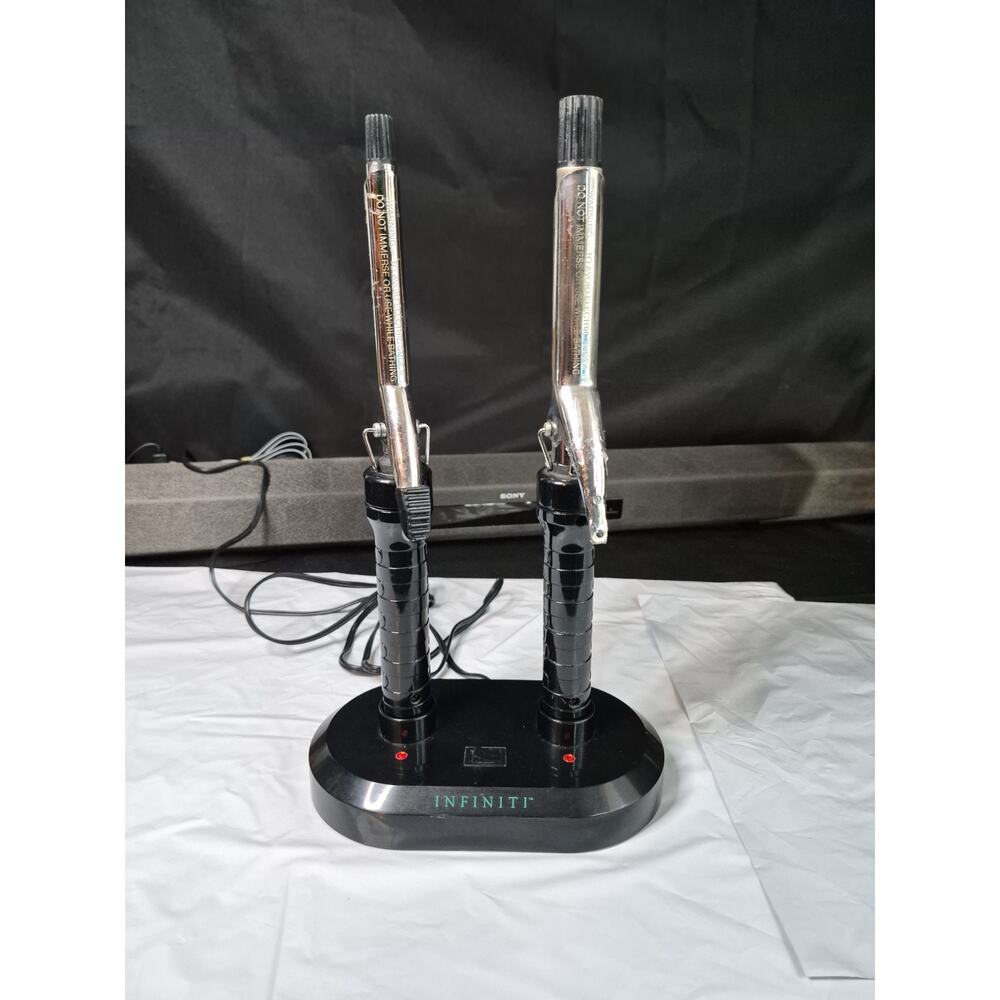 2 INFINITI Cordless Hair Styler Curlers Wand With Charging Station..